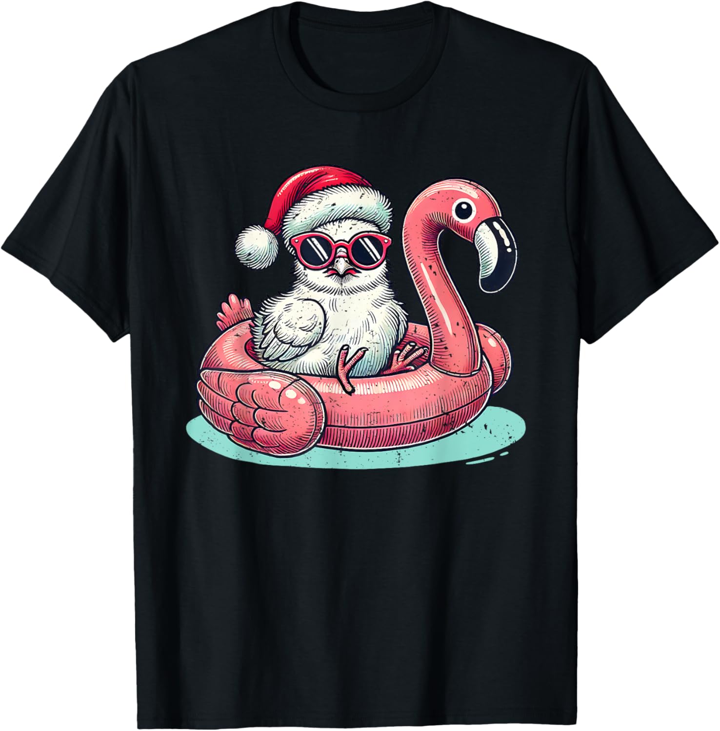 Christmas in July Silkie Chicken Mom Santa Flamingo Floatie
