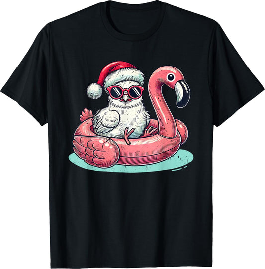 Christmas in July Silkie Chicken Mom Santa Flamingo Floatie