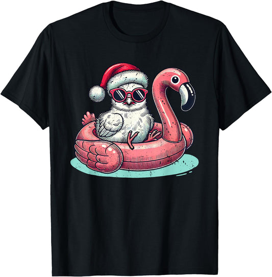 Christmas in July Silkie Chicken Mom Santa Flamingo Floatie