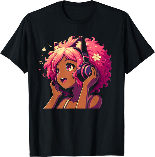Anime and Music Black Girl Anime Merch Afro African American