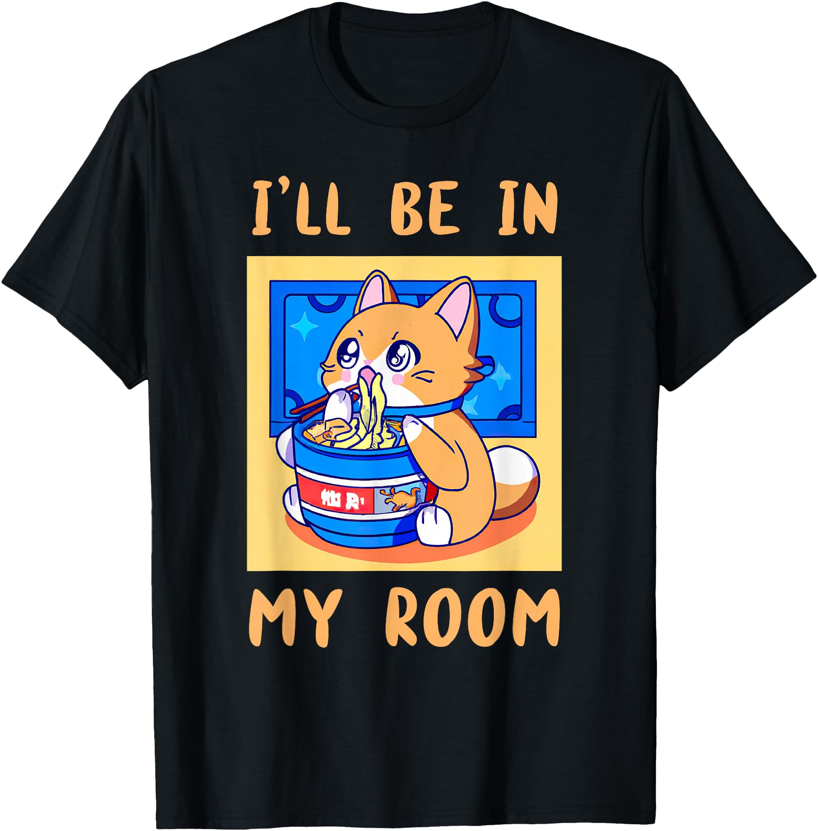 I'll Be In My Room Anime is a Kawaii Cat with Ramen Noodles