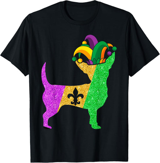 Chihuahua Dog Dad Mom Lover Funny Mardi Gras Party Men Women Girls Kids T-Shirt