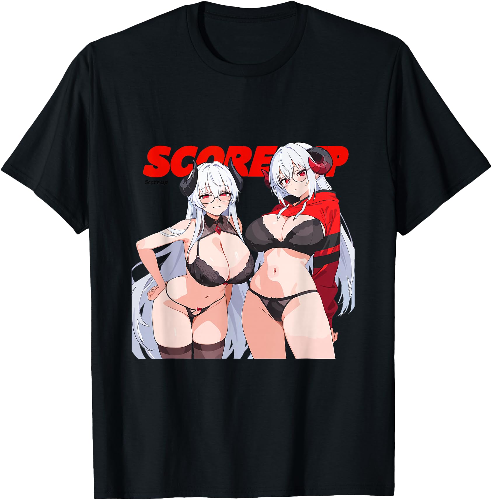 Waifu Sexy Anime Girl Glasses Horns Japanese Style