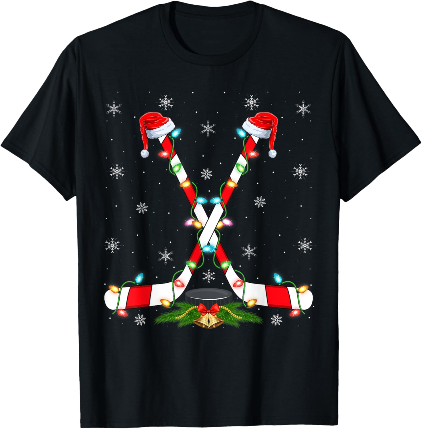 Hockey Xmas Lighting Santa Ice Hockey Christmas