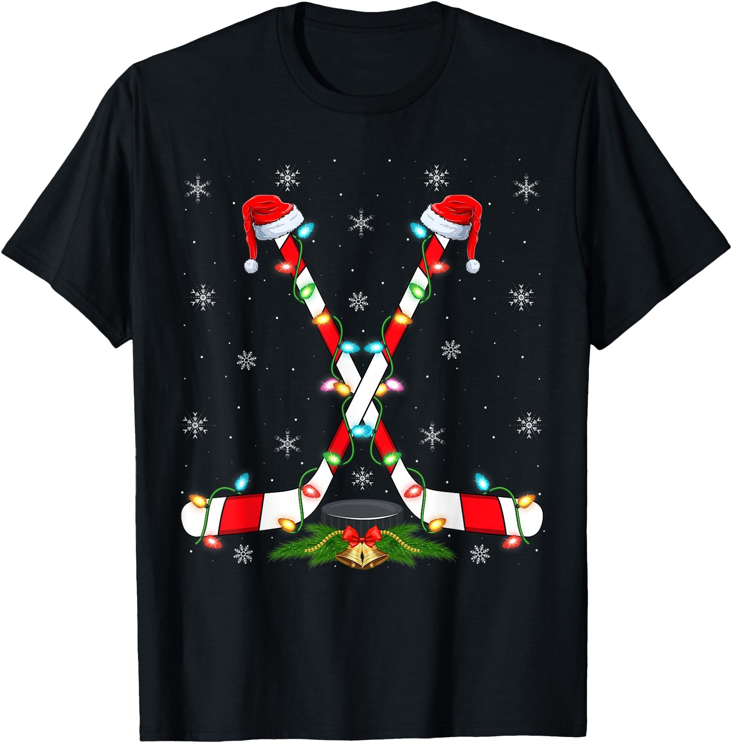 Hockey Xmas Lighting Santa Ice Hockey Christmas