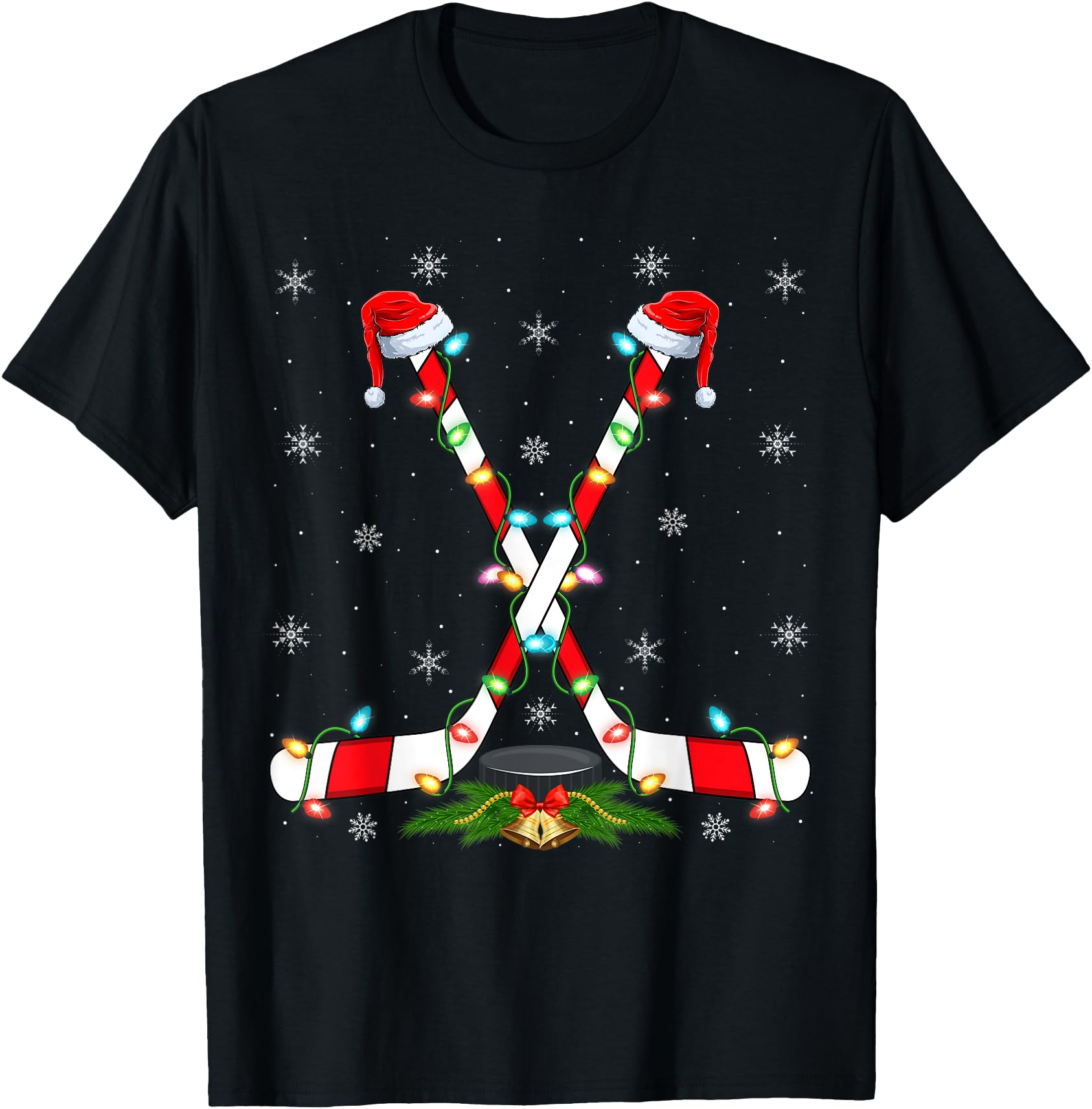 Hockey Xmas Lighting Santa Ice Hockey Christmas