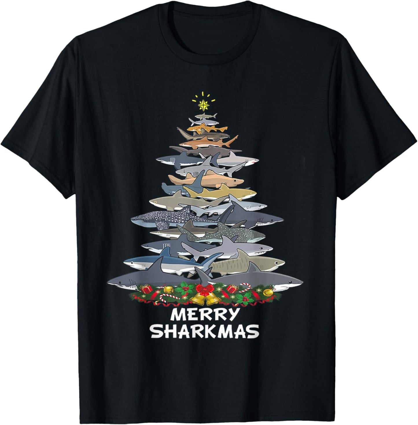 Merry Sharkmas Funny Shark Tree Xmas