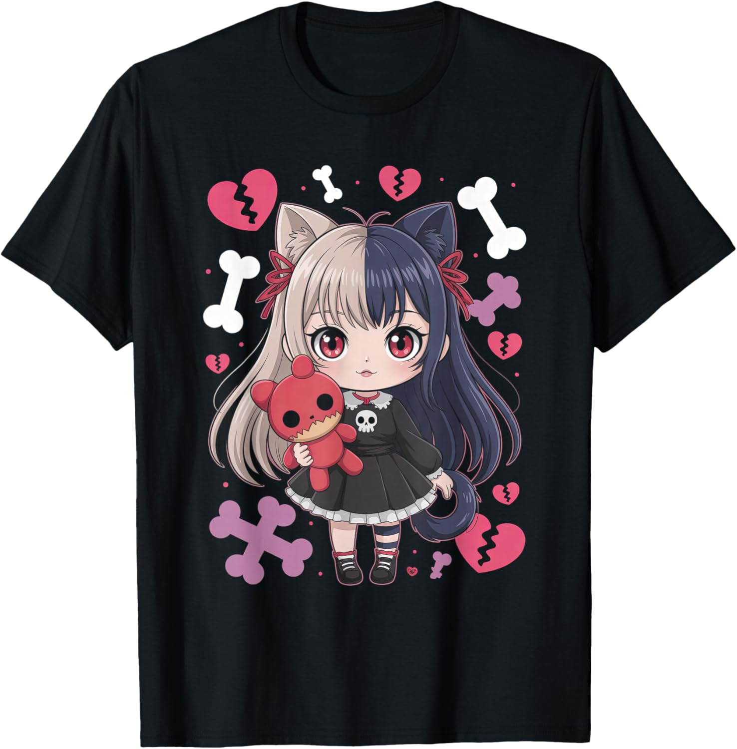 Goth Emo Girl with Teddybear Gothic Chibi Anime Girlie