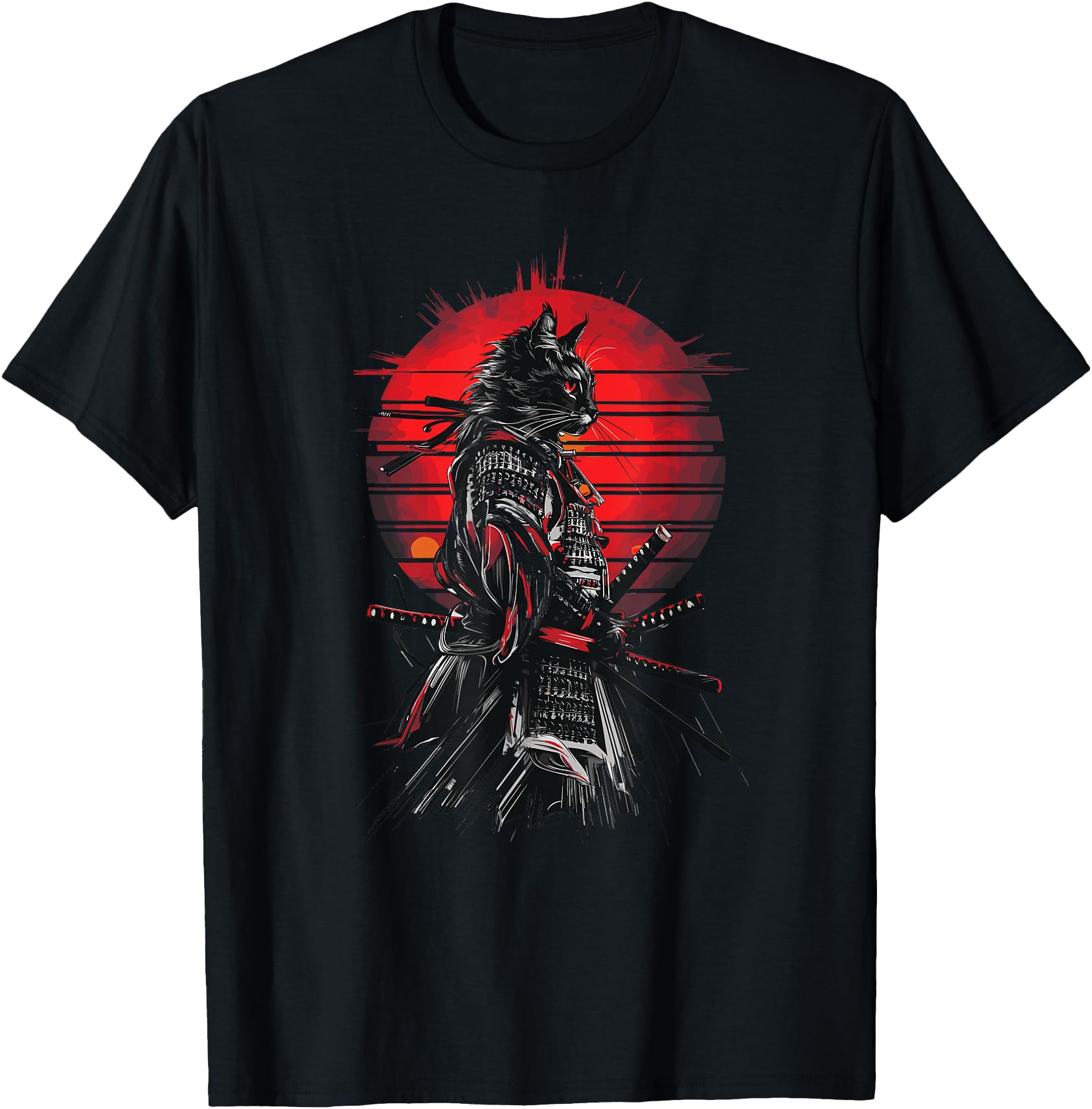 Japanese Samurai Cat Aesthetic Ninja ink Art Men Women