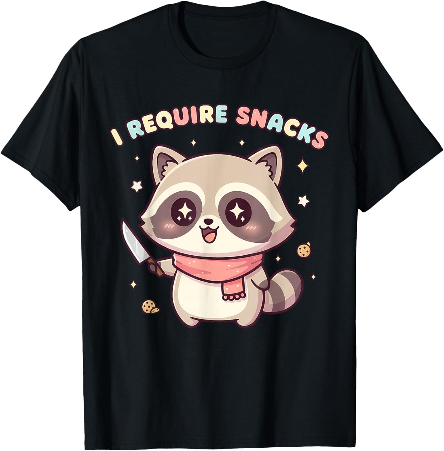 I Require Snacks Cute Kawaii Raccoon Groovy Chibi