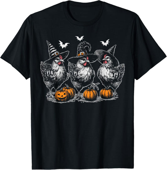Chicken Witches Funny Halloween Spooky Season Chickens T-Shirt
