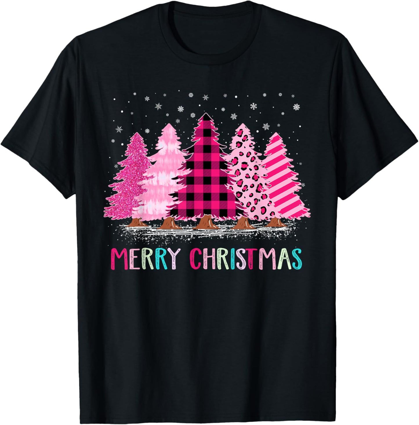 Merry Christmas Pink Cute Xmas Tree Xmas Pajamas Women Girls