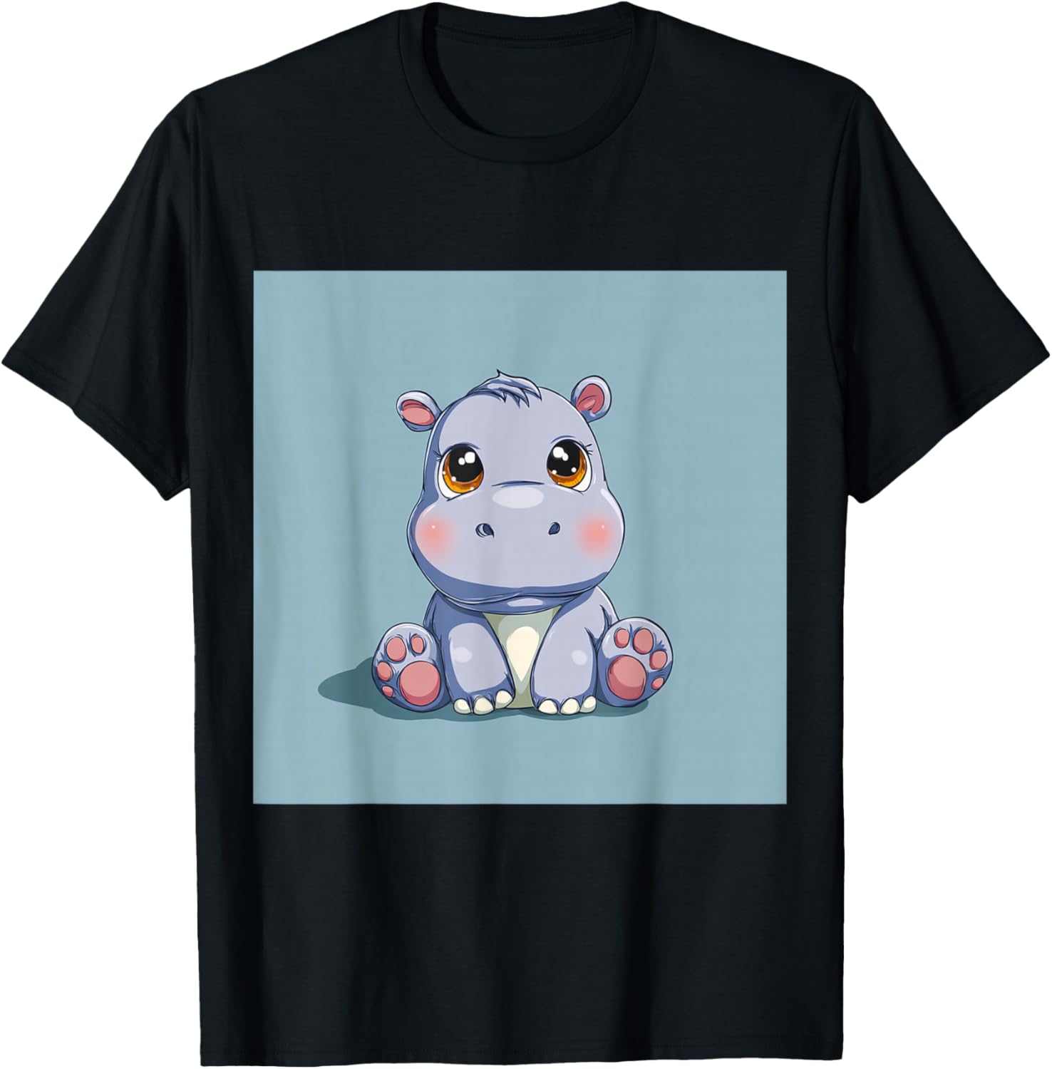 Cute Cartoon Hippo Chibi Style Cute Baby Hippo