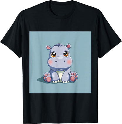 Cute Cartoon Hippo Chibi Style Cute Baby Hippo