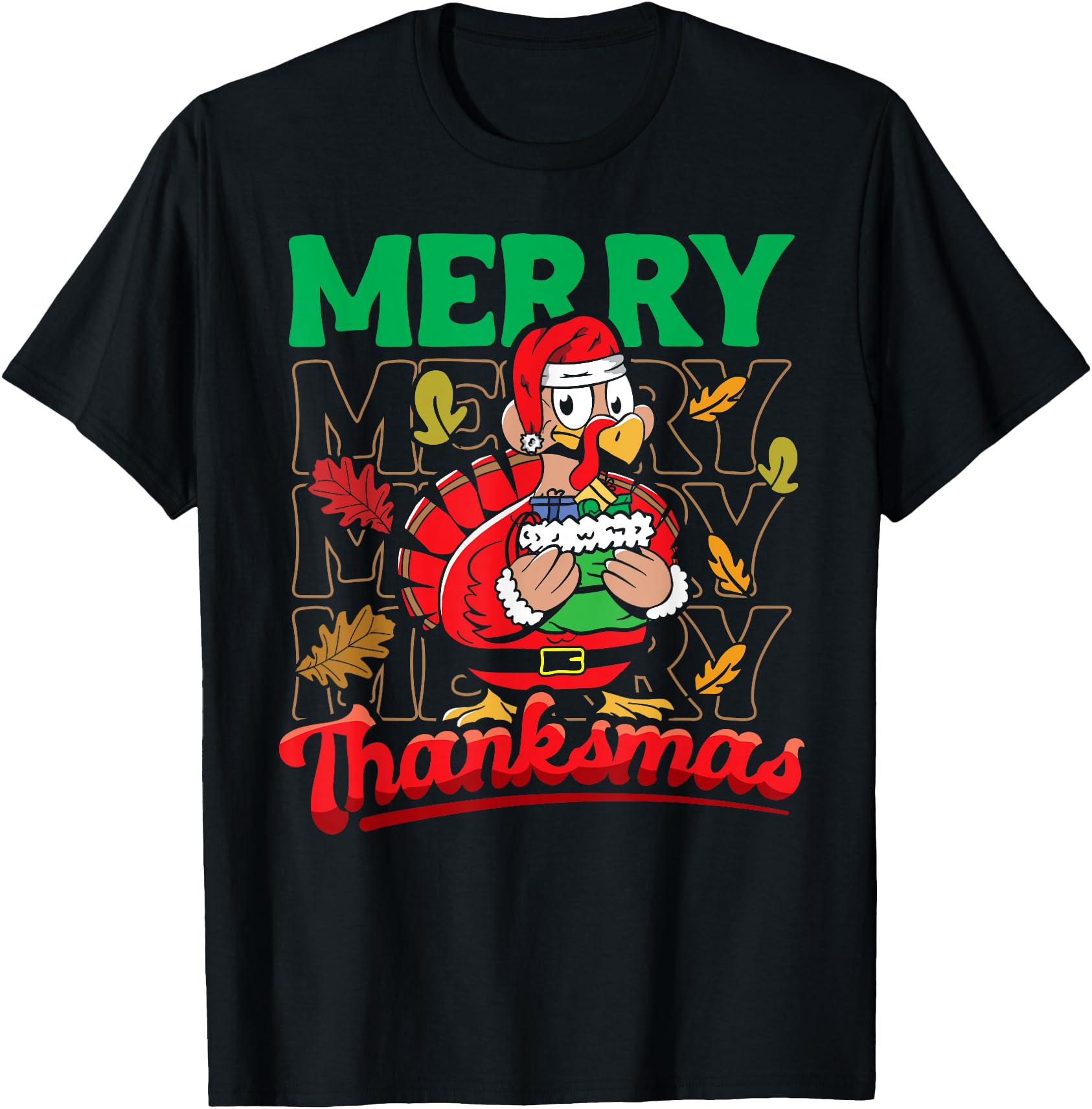 Merry Thanksmas Thanksgiving Christmas Turkey Santa