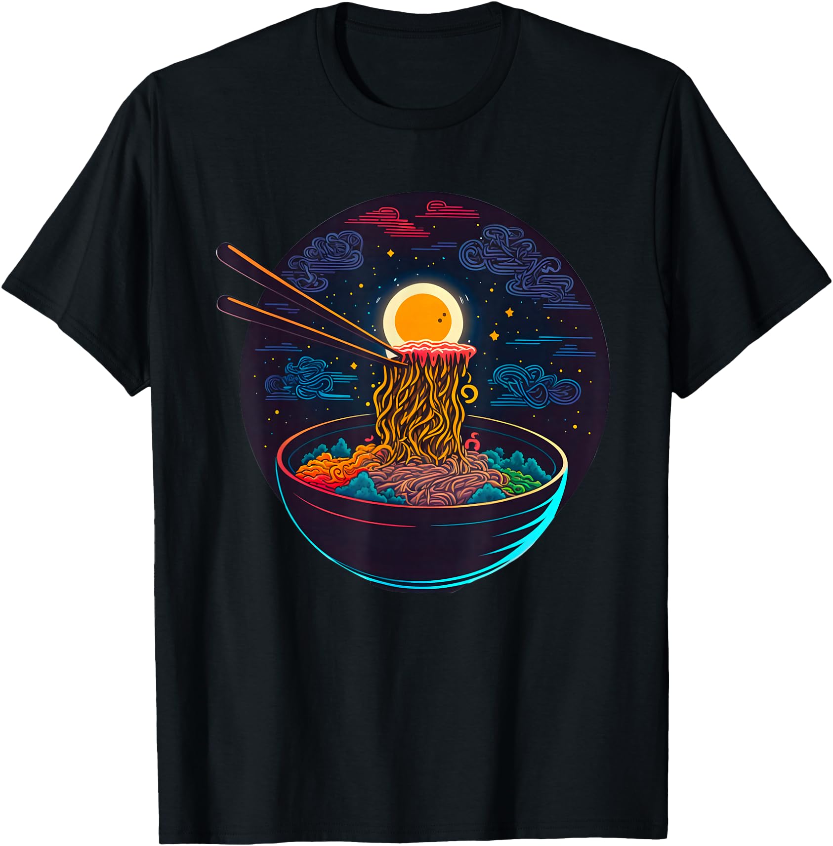 Japanese Moon Ramen Night Graphic Retro Anime Noodles Art