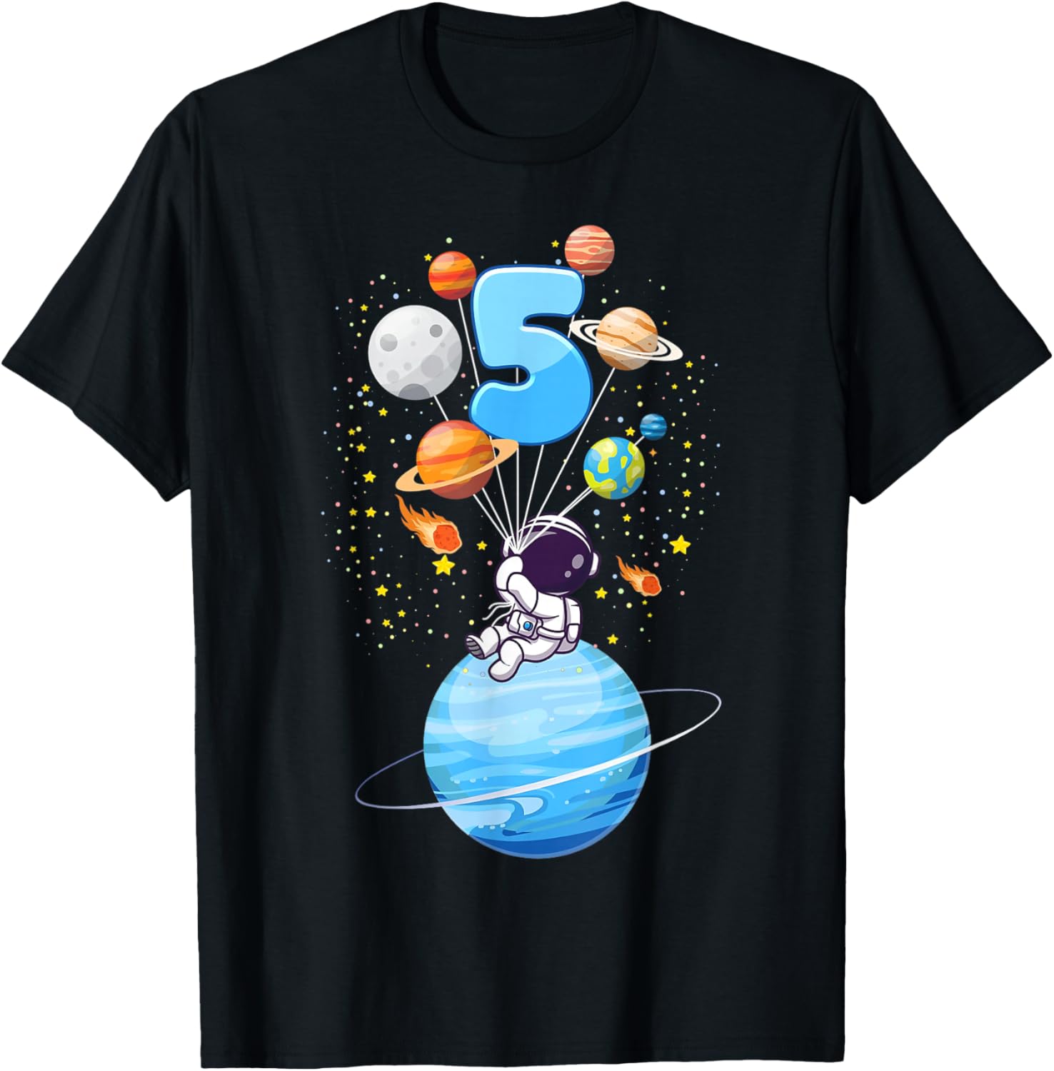 Kids 5 Year Old Astronaut Balloon Planets 5th Birthday Boy