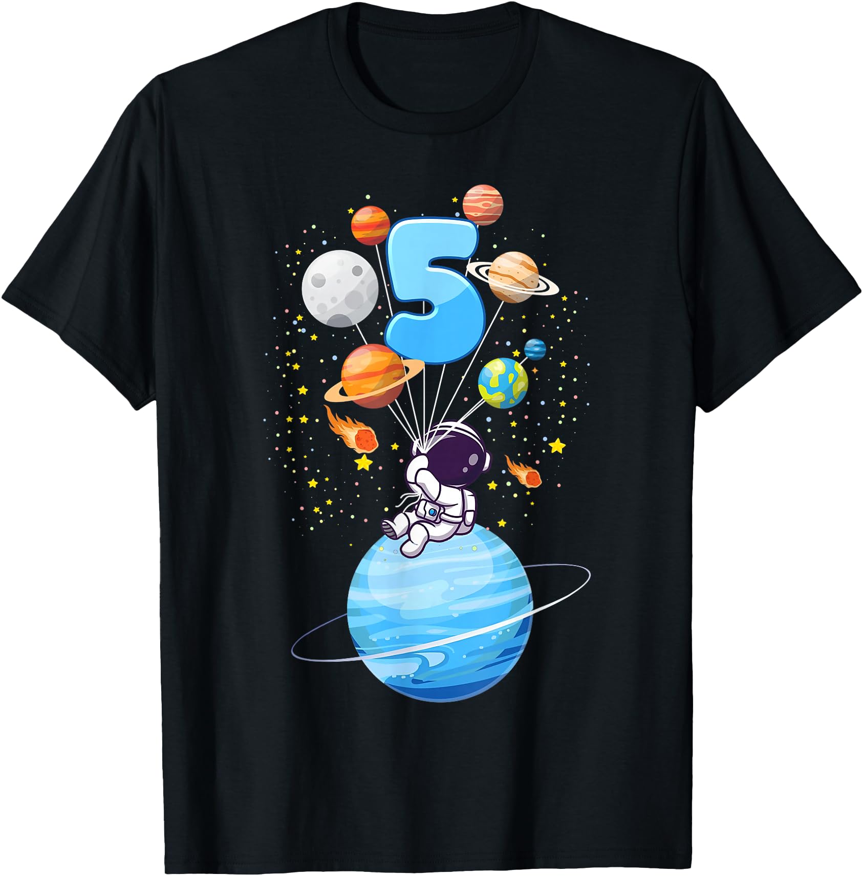 Kids 5 Year Old Astronaut Balloon Planets 5th Birthday Boy