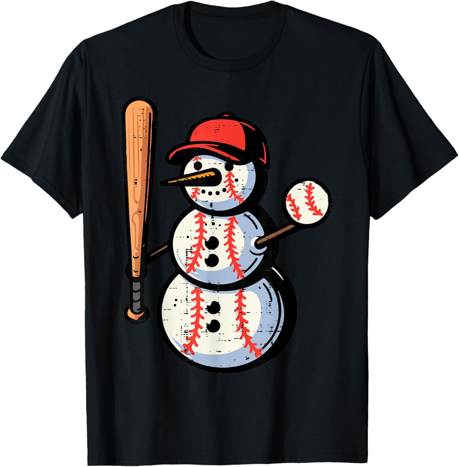 Christmas Baseball Player Snowman Xmas Boys Kids Men Youth