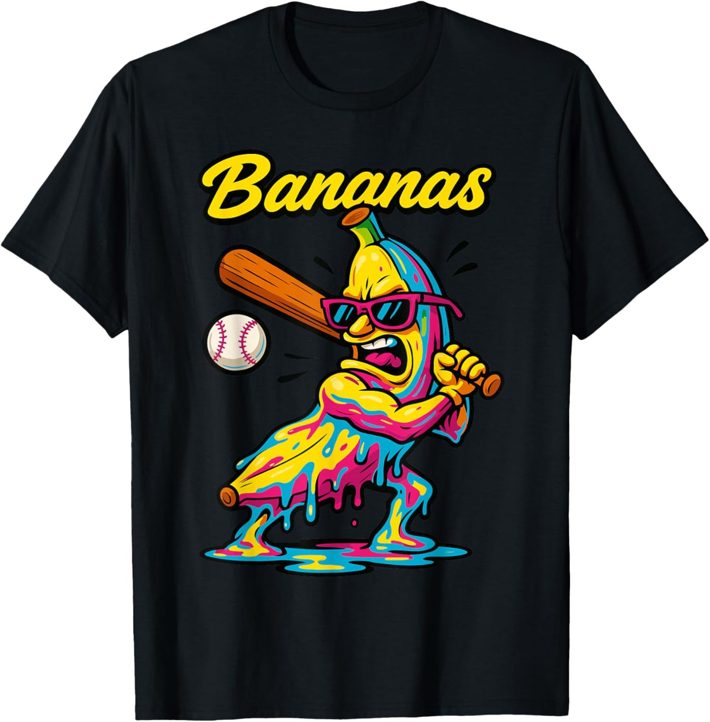 Funny Banana Swinging Baseball Funny Drip Mascot Cool Banana