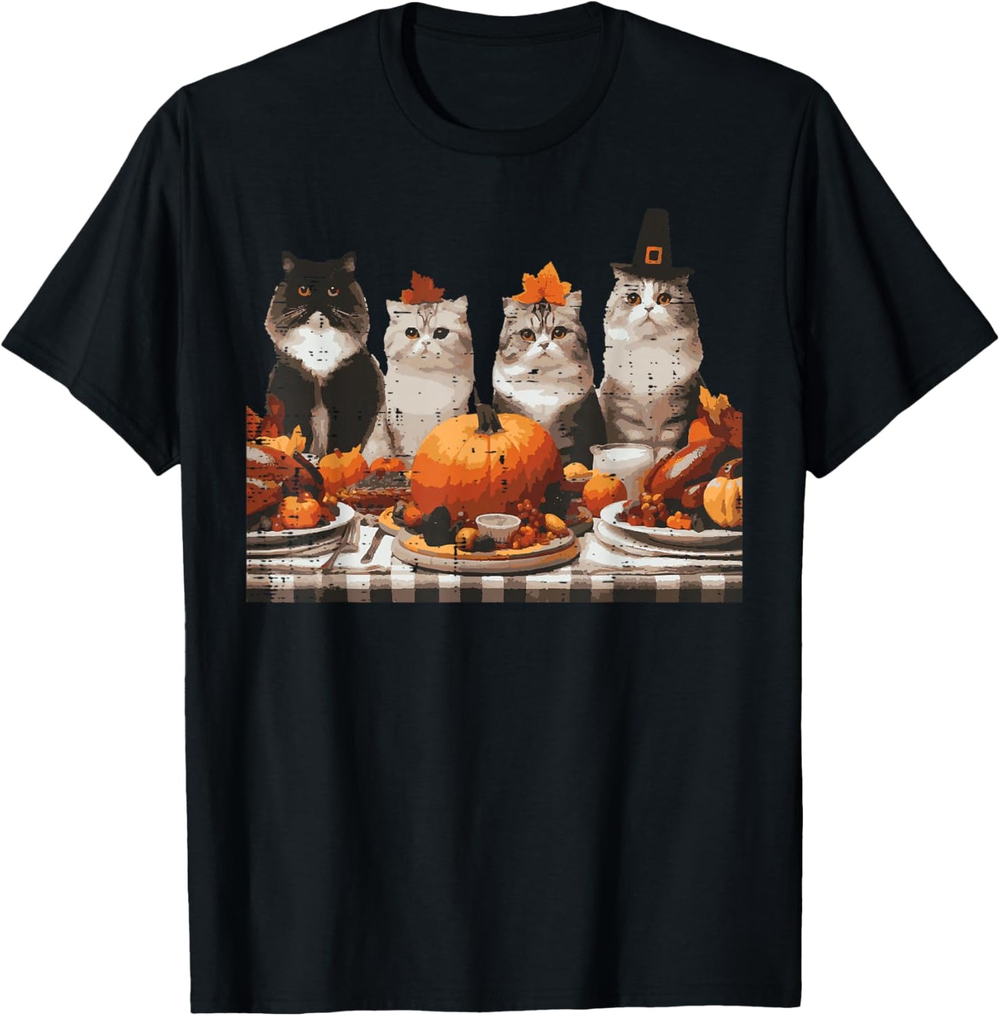Thanksgiving Cats Dinner Feast Vintage Fall Men Women Kids