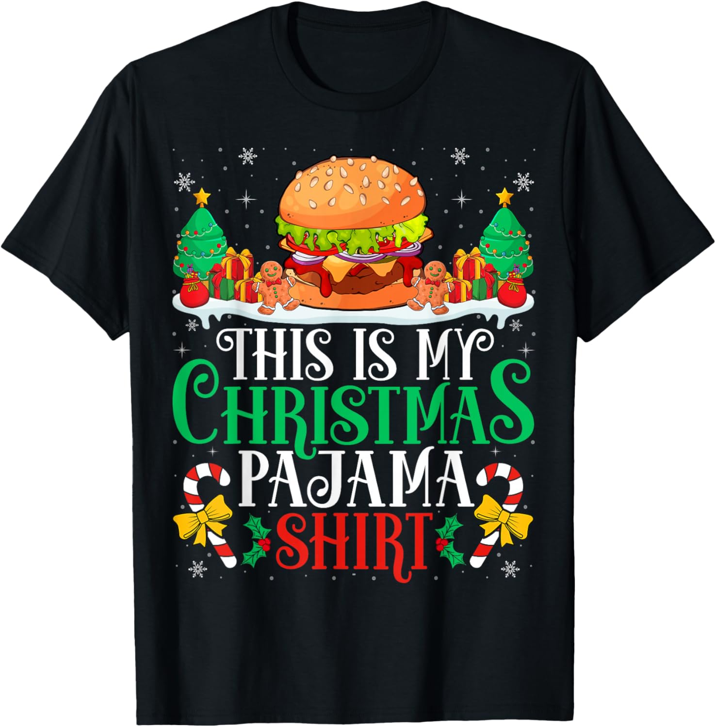 Burger Christmas Pyjama Shirt Burger Lover Xmas Party
