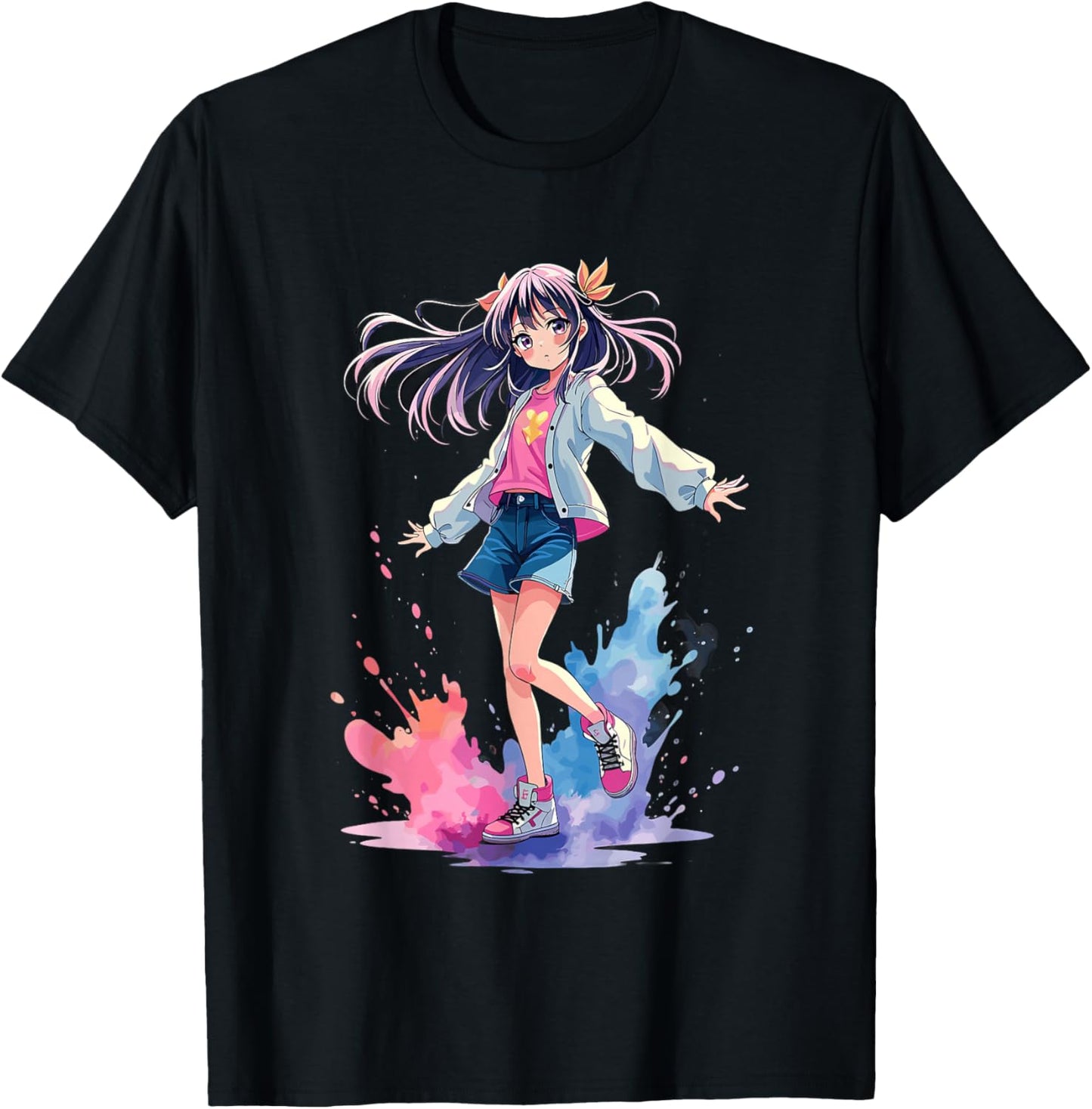 Anime Splash Girl Watercolor Art