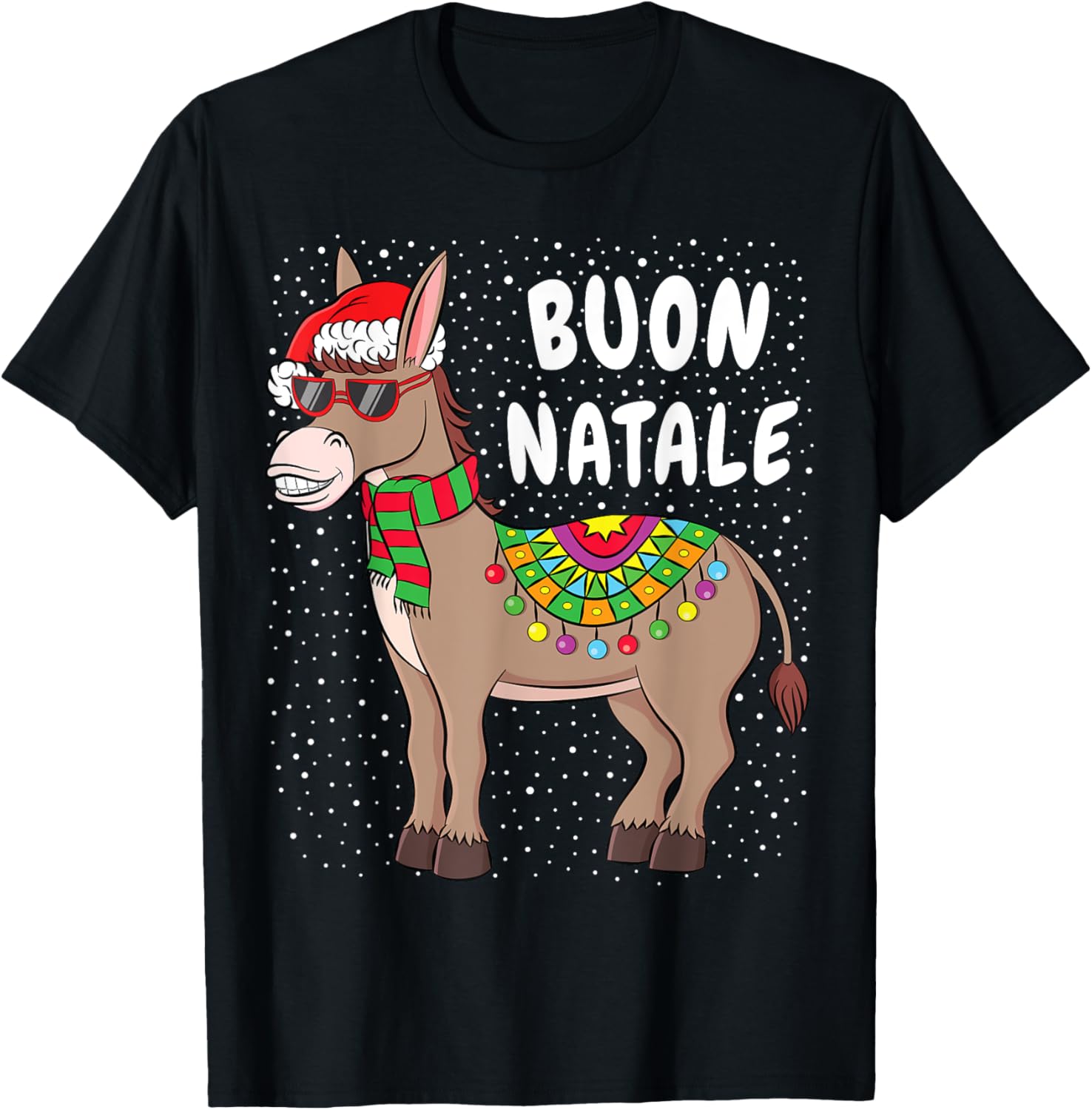 Christmas Donkey T-Shirt Buon Natale American Italian Xmas