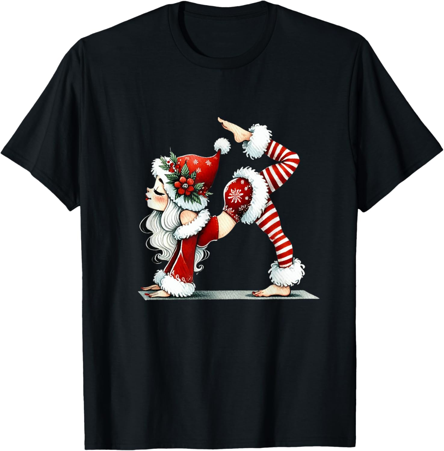 Pilates Santa Girl Christmas Workout Funny Flexible Xmas