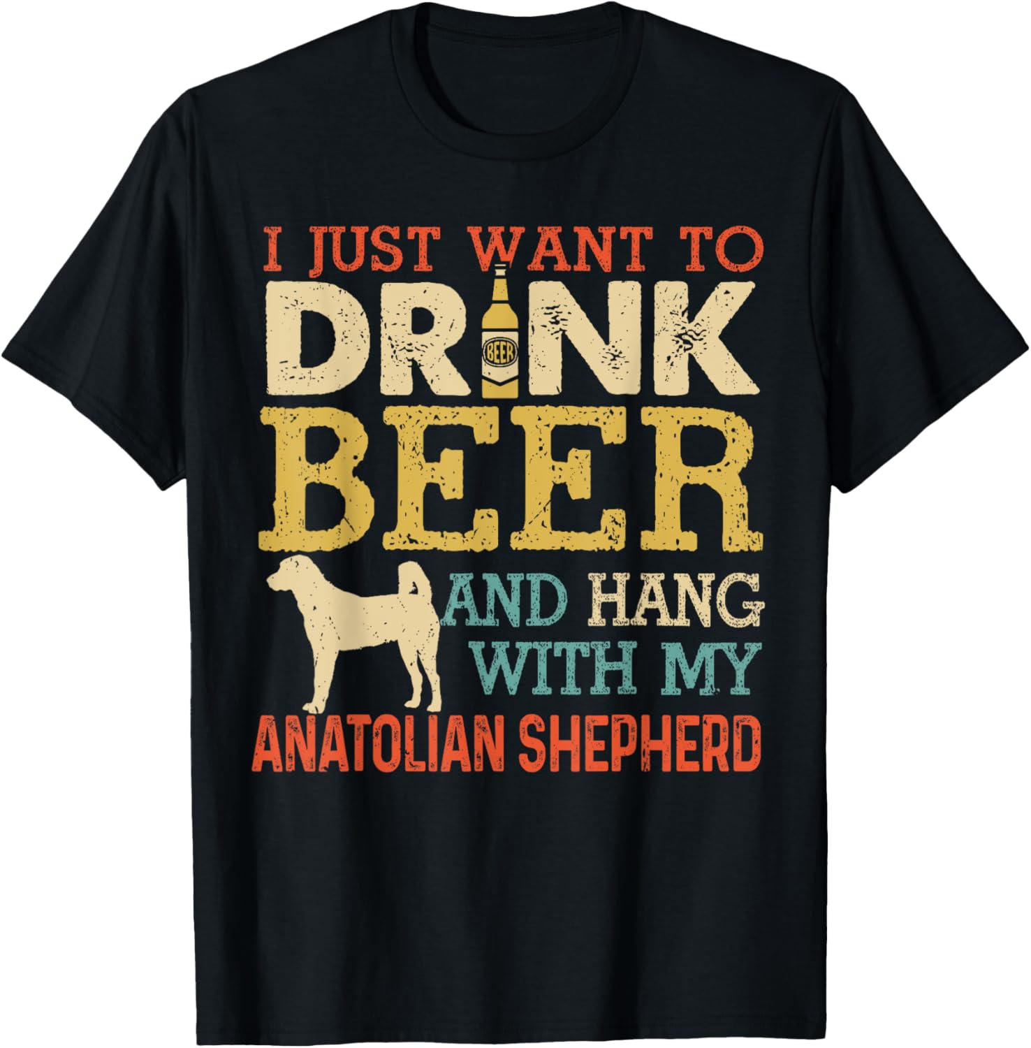 Anatolian Shepherd Dad Drink Beer Hang With Dog Funny Men T-Shirt