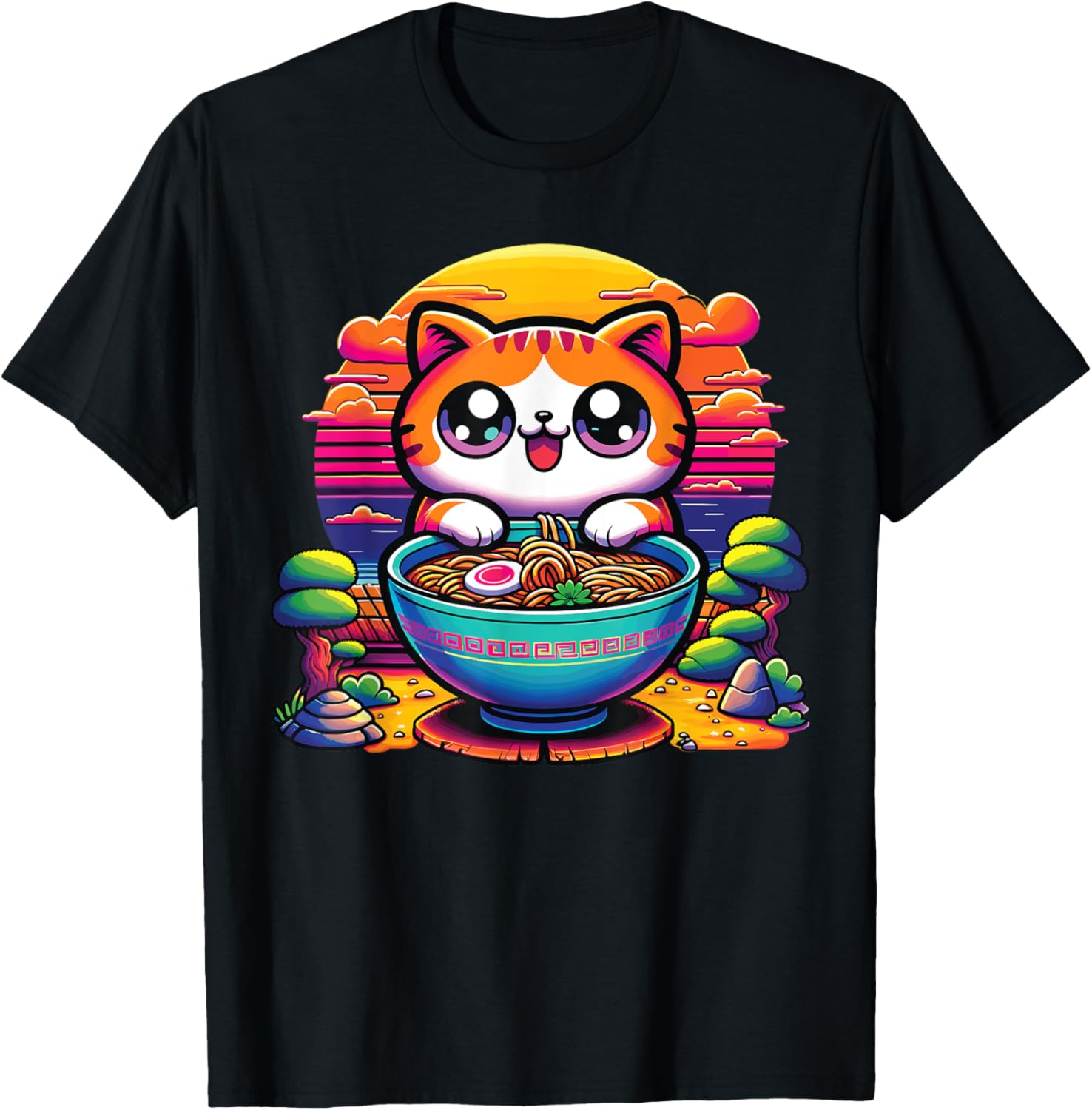 Chibi Cat Eating Ramen, Chibi Kitty, Chibi Anime Cat