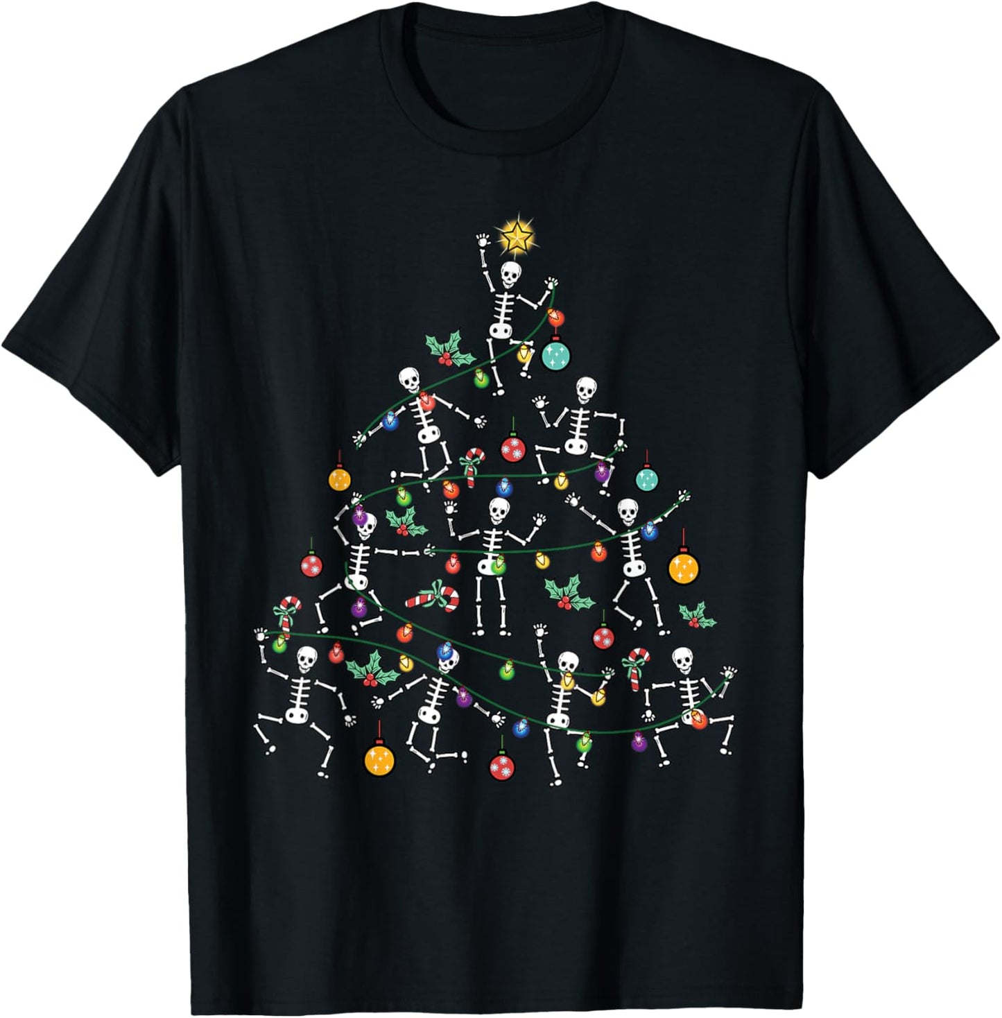 Merry Christmas Tree Dancing Skeleton Funny Halloween Xmas