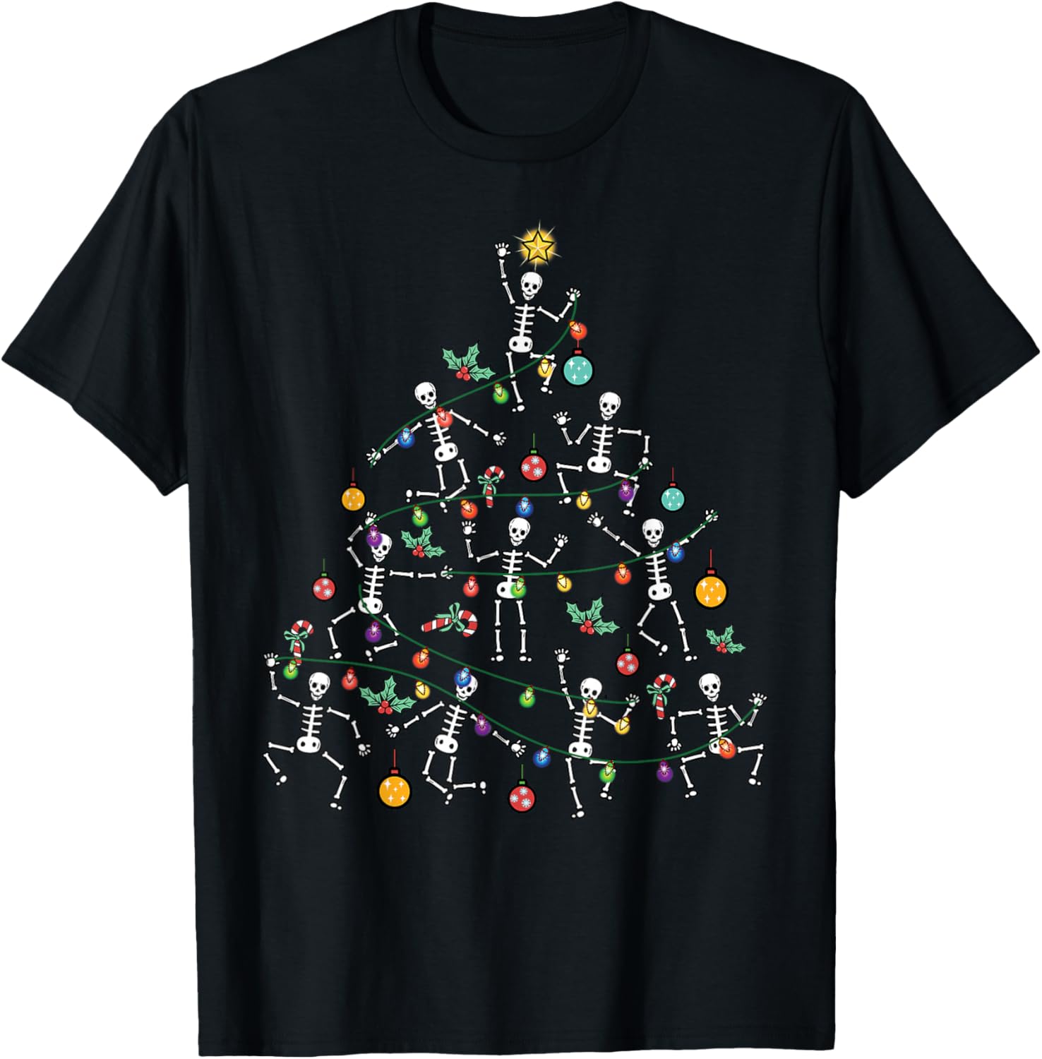 Merry Christmas Tree Dancing Skeleton Funny Halloween Xmas