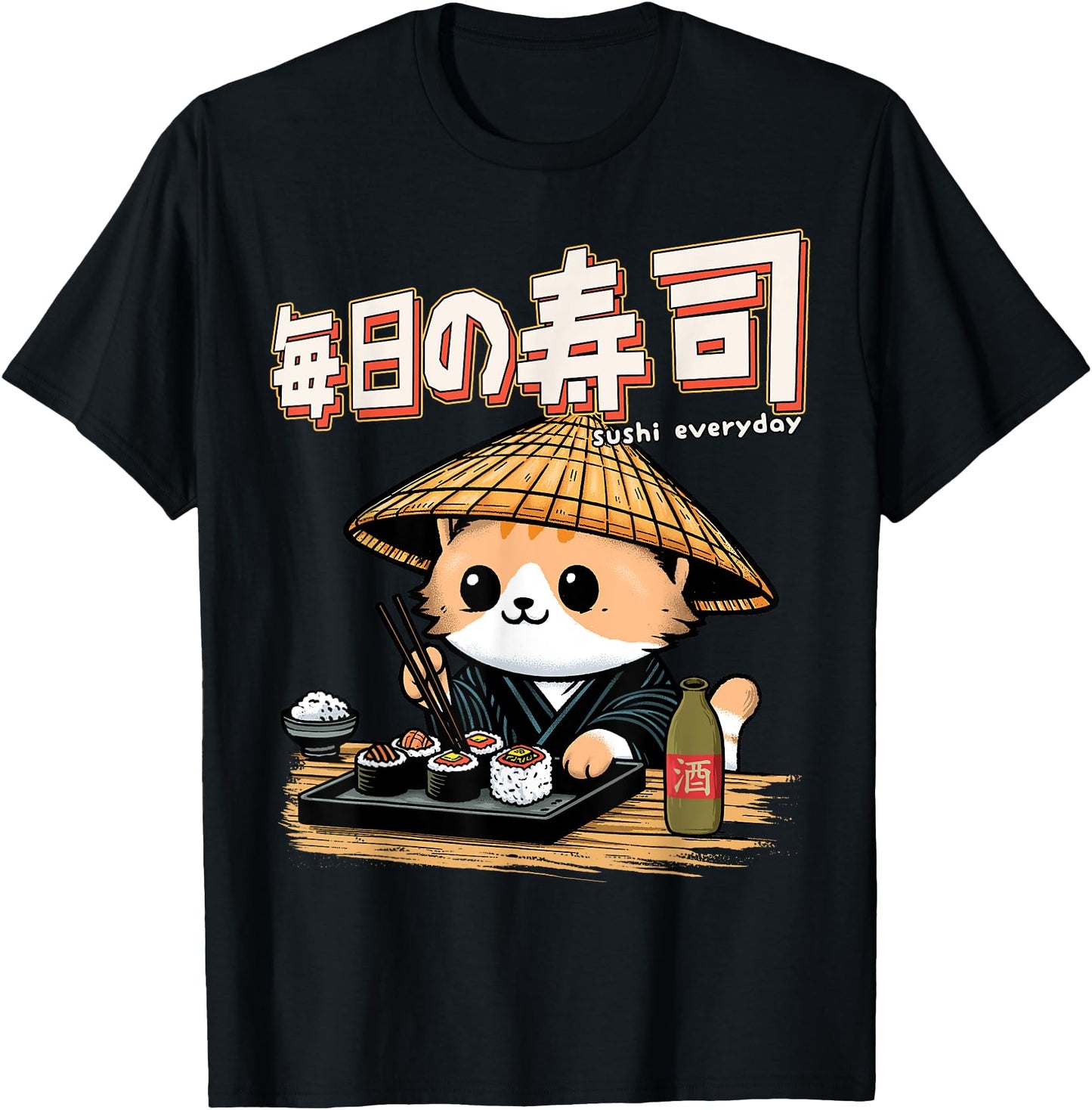 Sushi Cat Shirt Funny Japanese Sushi Cat Chef Otaku Men Women
