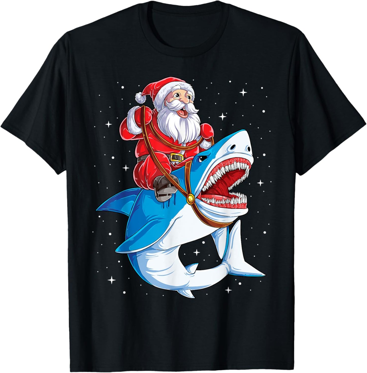 Santa Claus Riding Shark Christmas Boys Merry Sharkmas Xmas