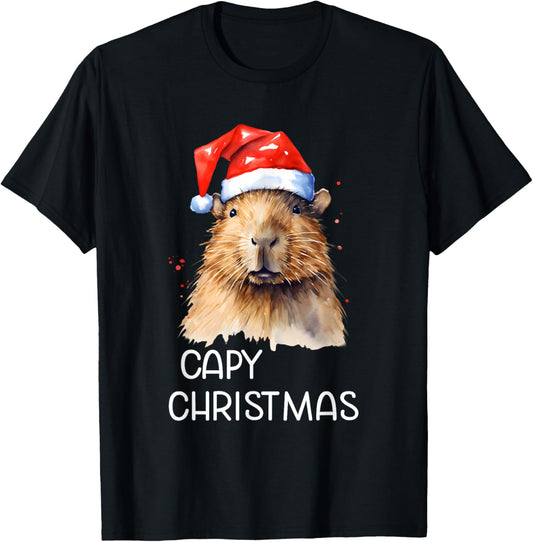 Capybara Capy Christmas Xmas Santa Hat Pajama Rodent Animal T-Shirt