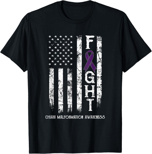 Chiari Malformation Warrior US Flag T-Shirt
