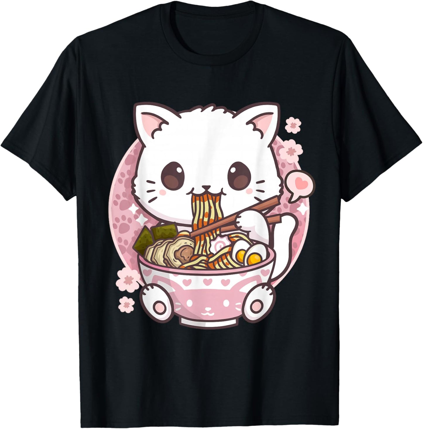 Kawaii Anime Shirts Ramen Cat Kawaii Anime Ramen Cat Cat Lovers Kawaii Neko T-Shirt, Black