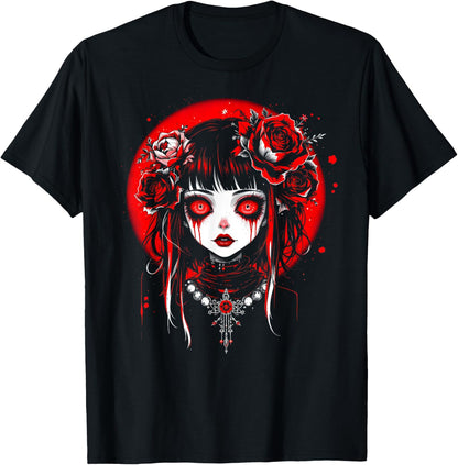 Horror Anime Manga Tee Gothic Outfit Japanese Chibi Girl