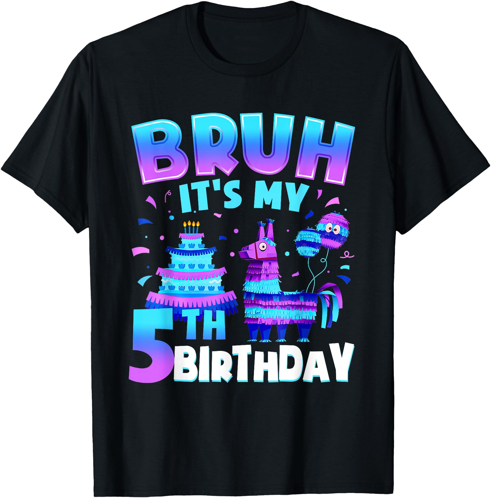 Bruh It's My 5th Birthday Llama Gamer 5 Years Old Boy Kid