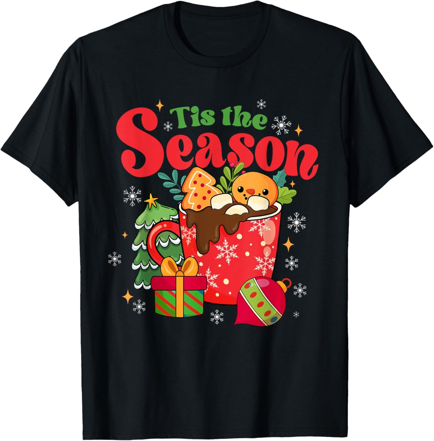 Cute Retro Groovy Tis The Season Hot Cocoa Gingerbread Xmas