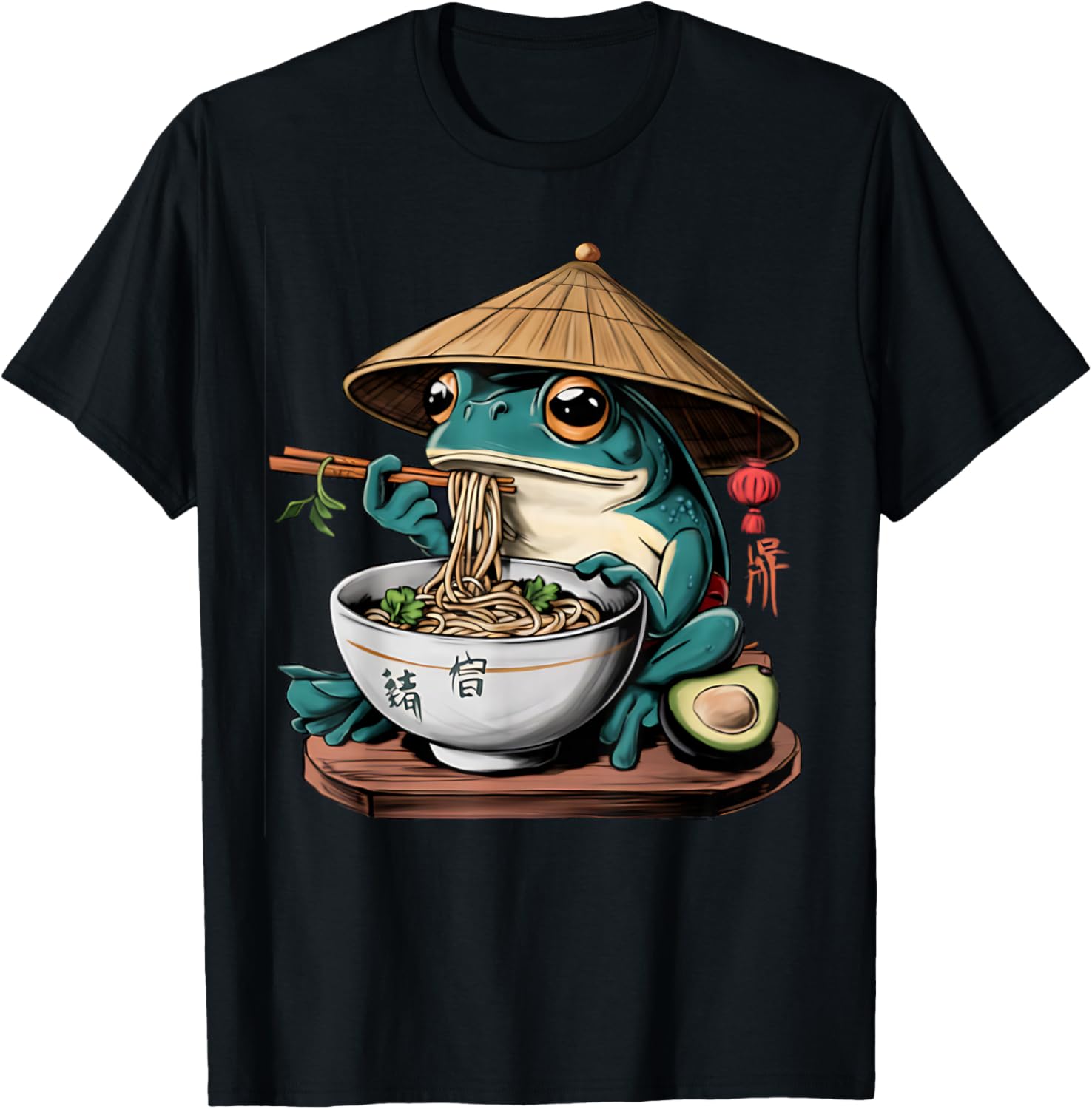 Kawaii Frog & Ramen Collection Frog Ramen Anime Unisex-Kids T-Shirt - Black, Small