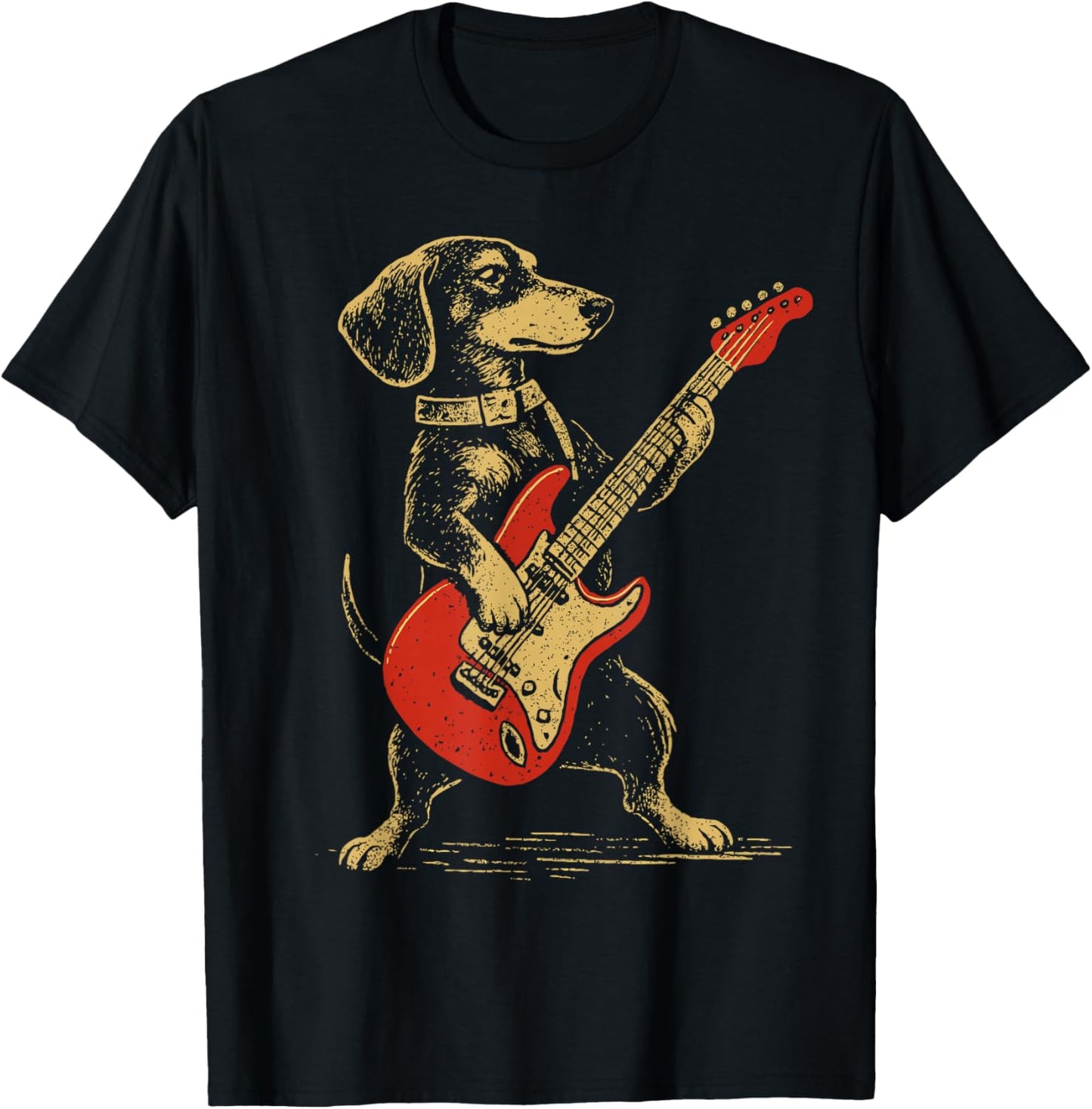Vintage Dachshund Playing Guitar Funny Rock Music Dog Design