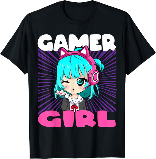 Anime and Gaming chibi graphic Video Games Gamer Girl