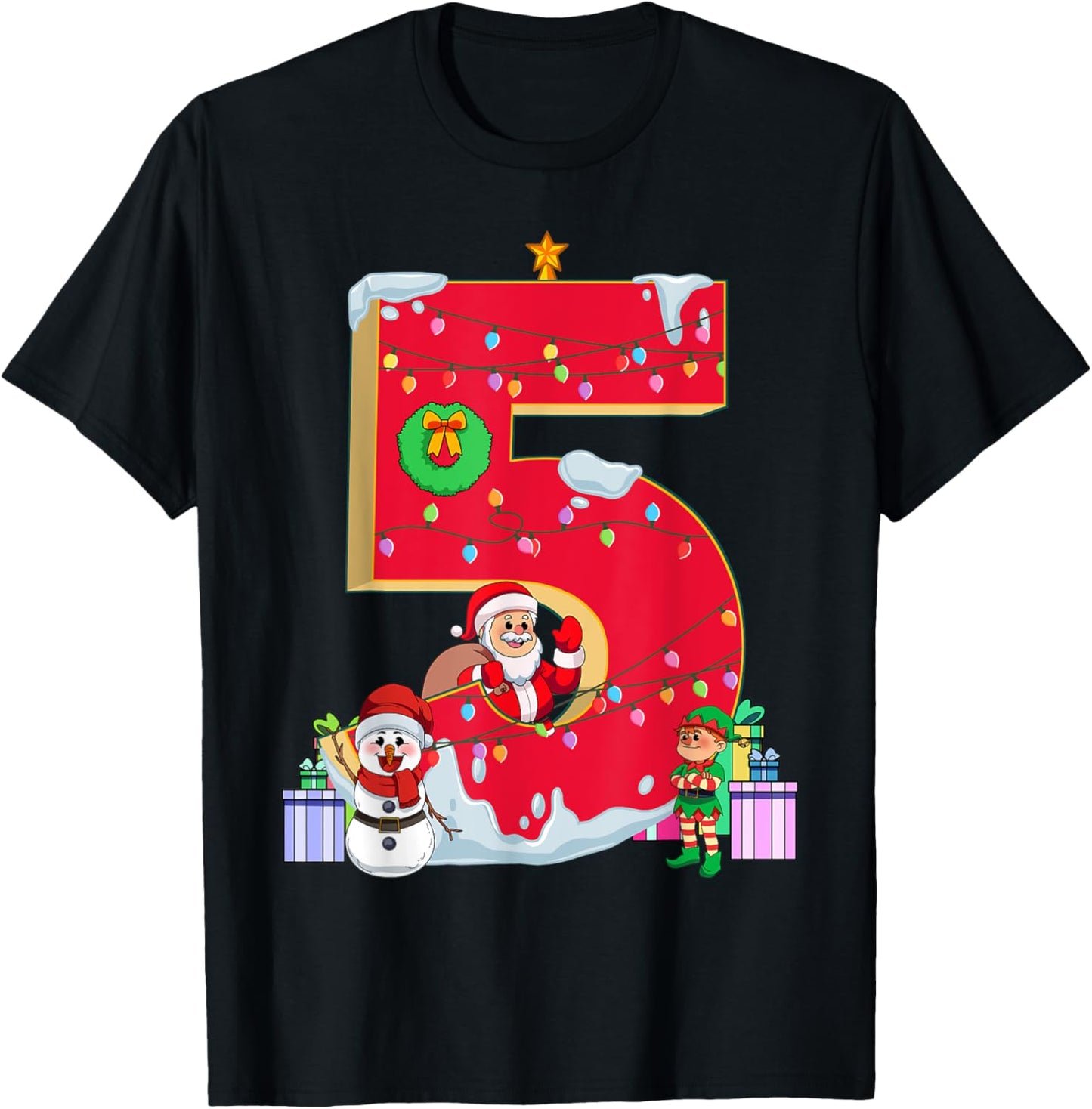 December Birthday 5th Kids Snowman Santa Elf Christmas Xmas