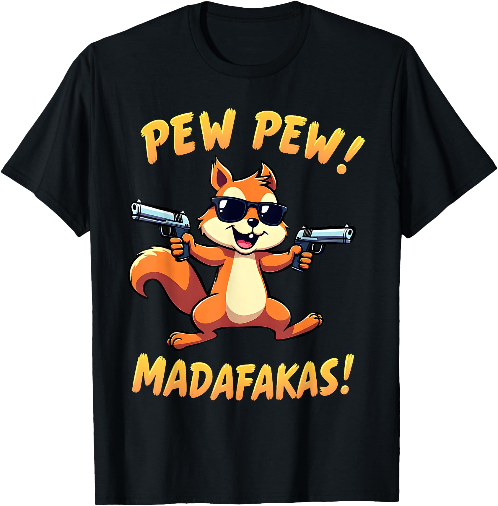 Funny Squirrel with Sunglasses Cartoon with Guns
