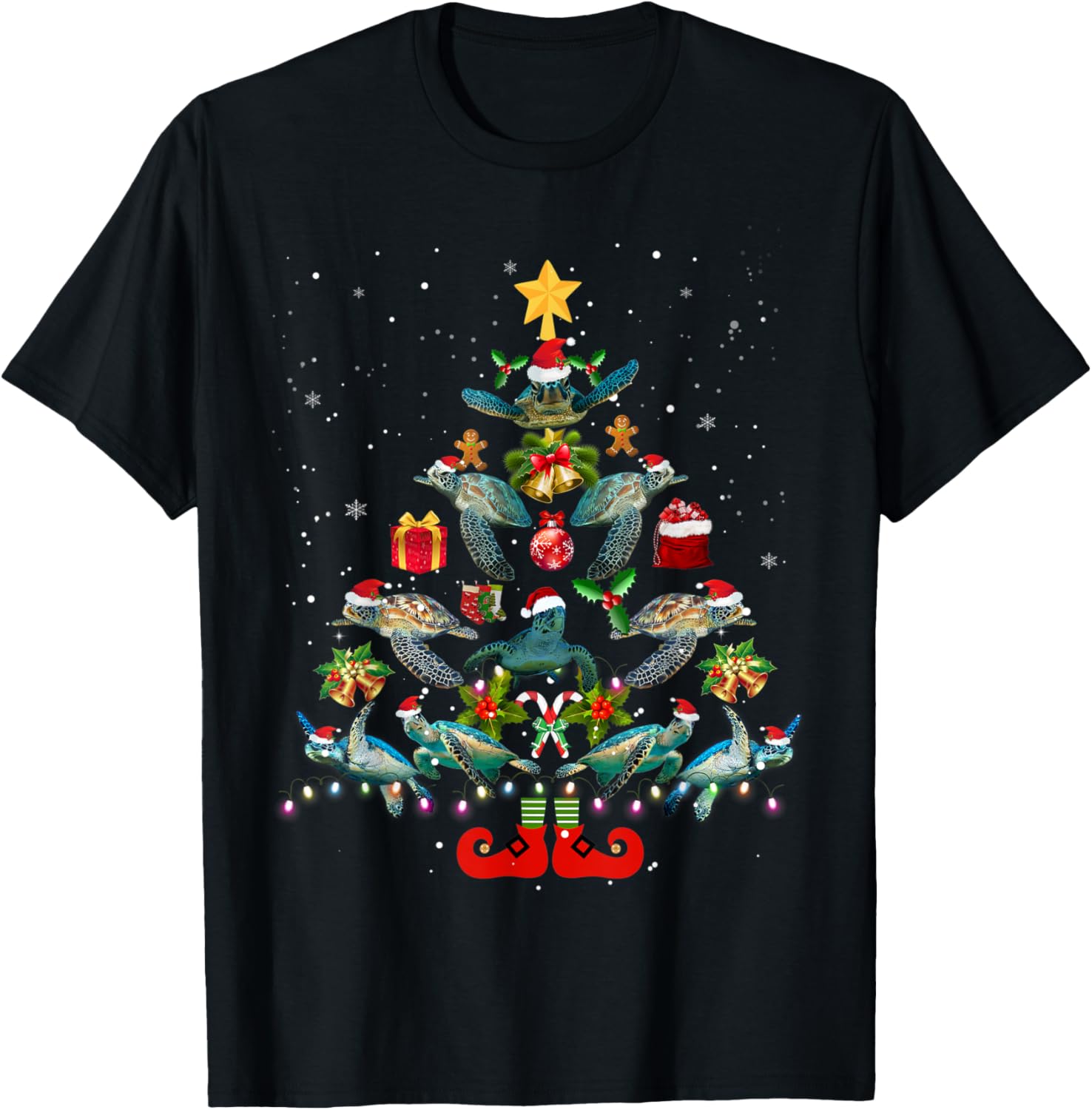 Turtle Christmas Tree T-Shirt Sea Turtle Lover X-mas Gift