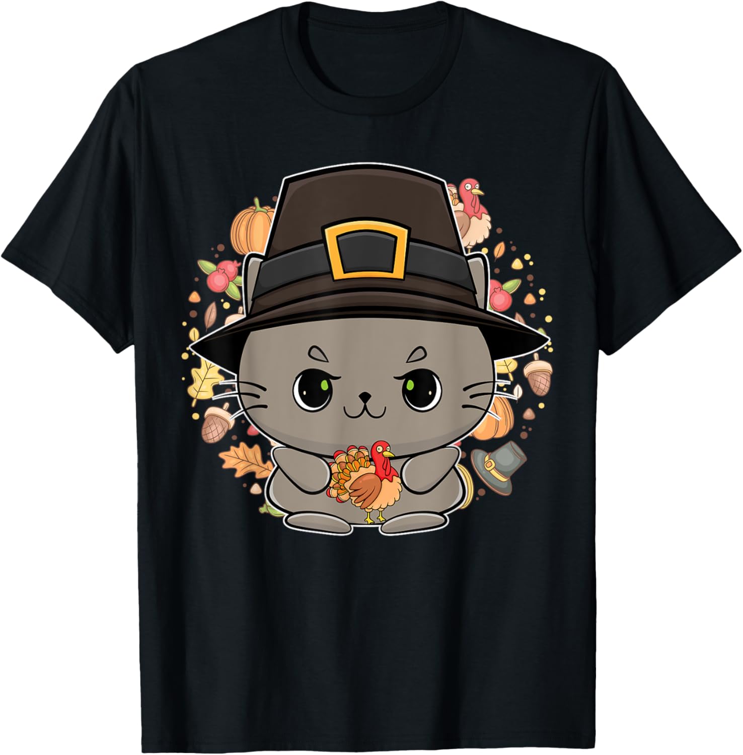 Cat Thanksgiving Anime Feline Turkey