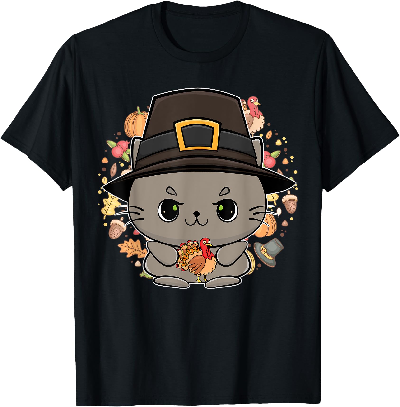 Cat Thanksgiving Anime Feline Turkey