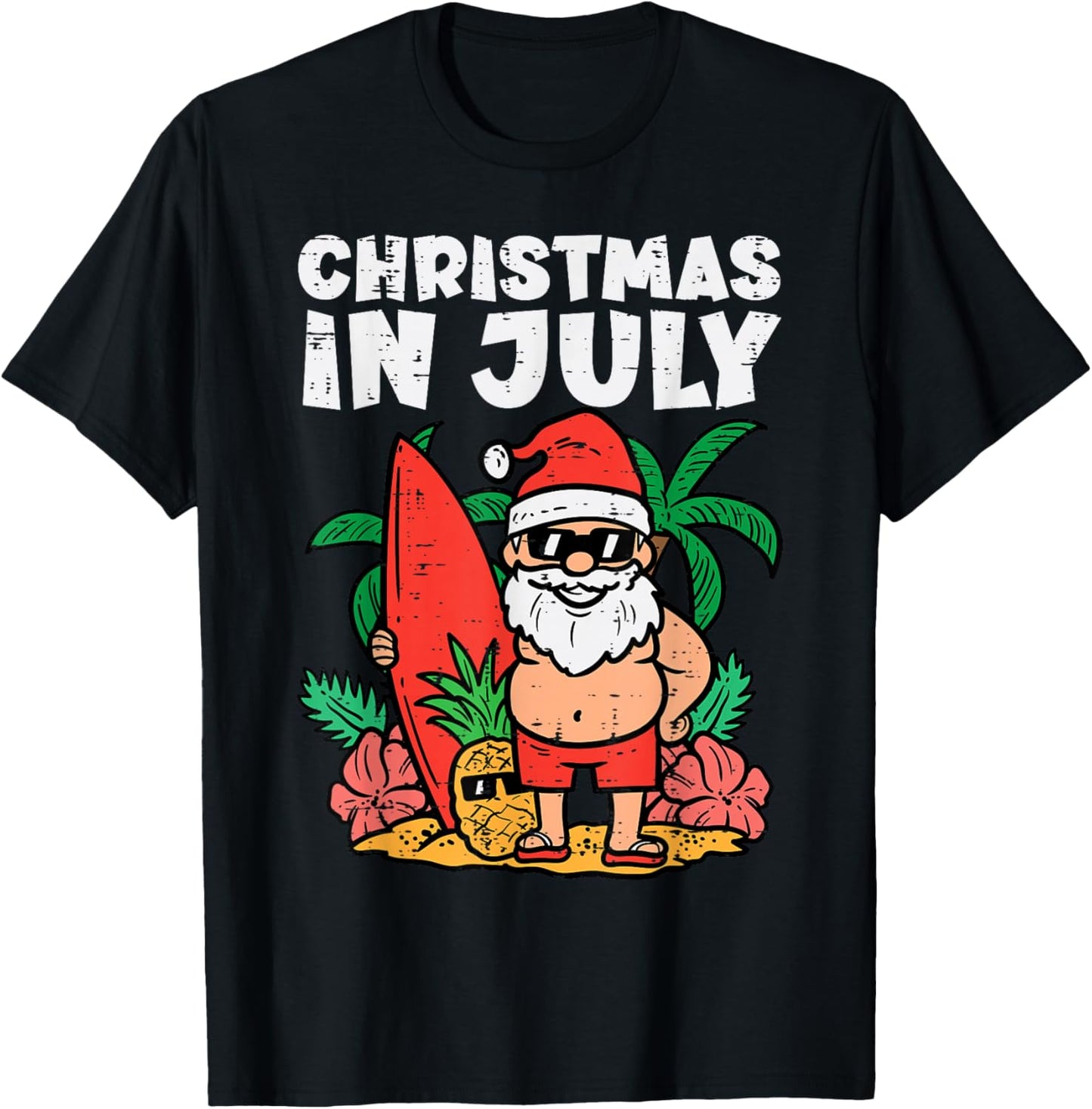 Santa Surfer Beach Christmas In July Funny Summer Xmas Surf